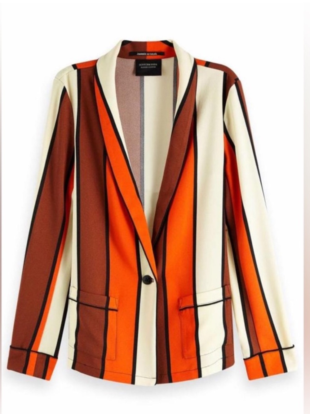 SCOTCH & SODA by MAISON SCOTCH for ANTHROPOLOGIE Stripe Drapey Blazer small - Picture 2 of 11